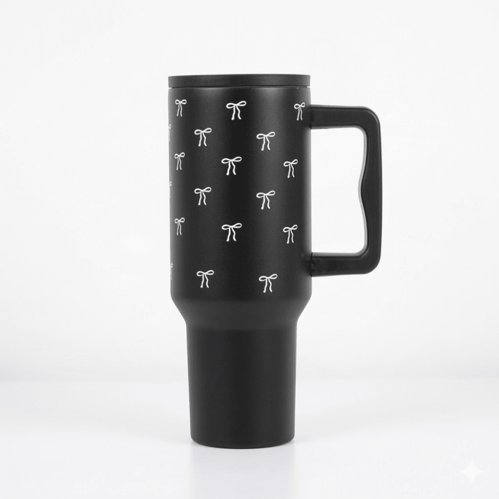 Mini Bow Tumbler — Leakproof & Insulated (Black) - Memories InsiteMINI BOW TUMBLER - ( 40 OZ BLACK )